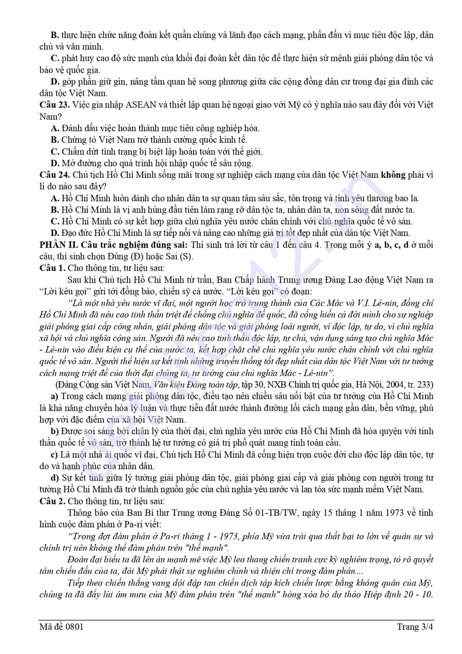 Đề thi thử tốt nghiệp môn sử Lần 4 Ninh Bình 2026 3