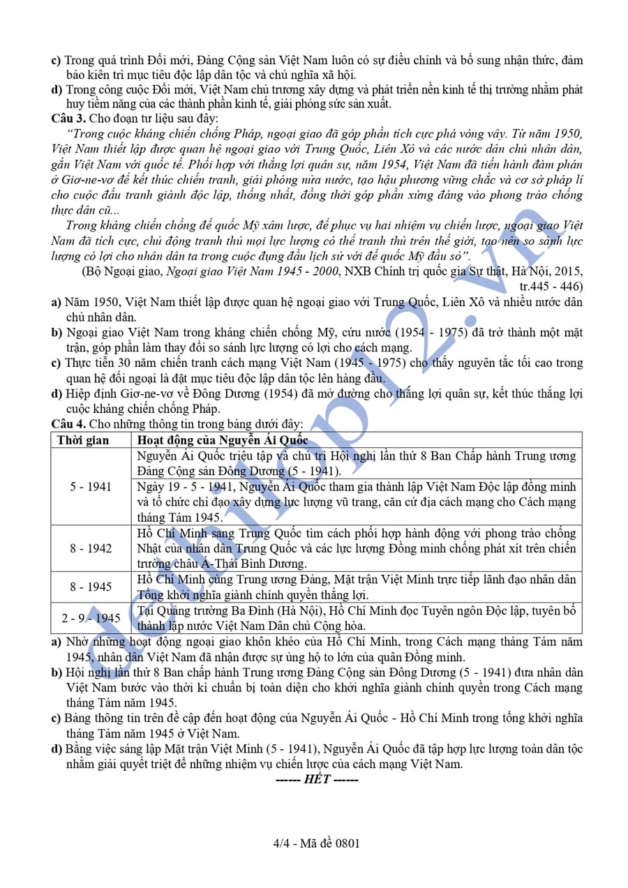 Đề thi thử tốt nghiệp môn lịch sử tỉnh An Giang 2026 4