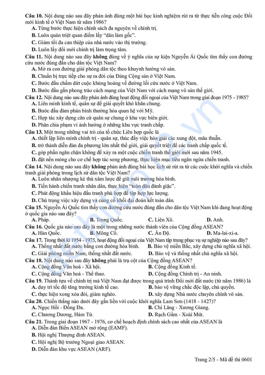 Đề thi thử tốt nghiệp môn sử cụm CM số 1 Lào Cai 2026 2