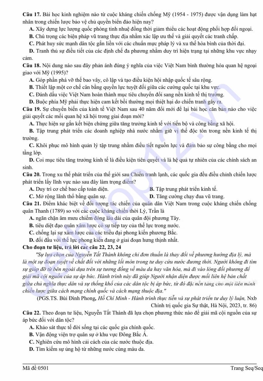 Đề thi thử tốt nghiệp môn sử cụm 09 THPT Phú Thọ 2026 lần 2 3