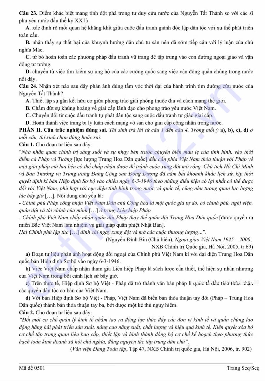 Đề thi thử tốt nghiệp môn sử cụm 09 THPT Phú Thọ 2026 lần 2 4